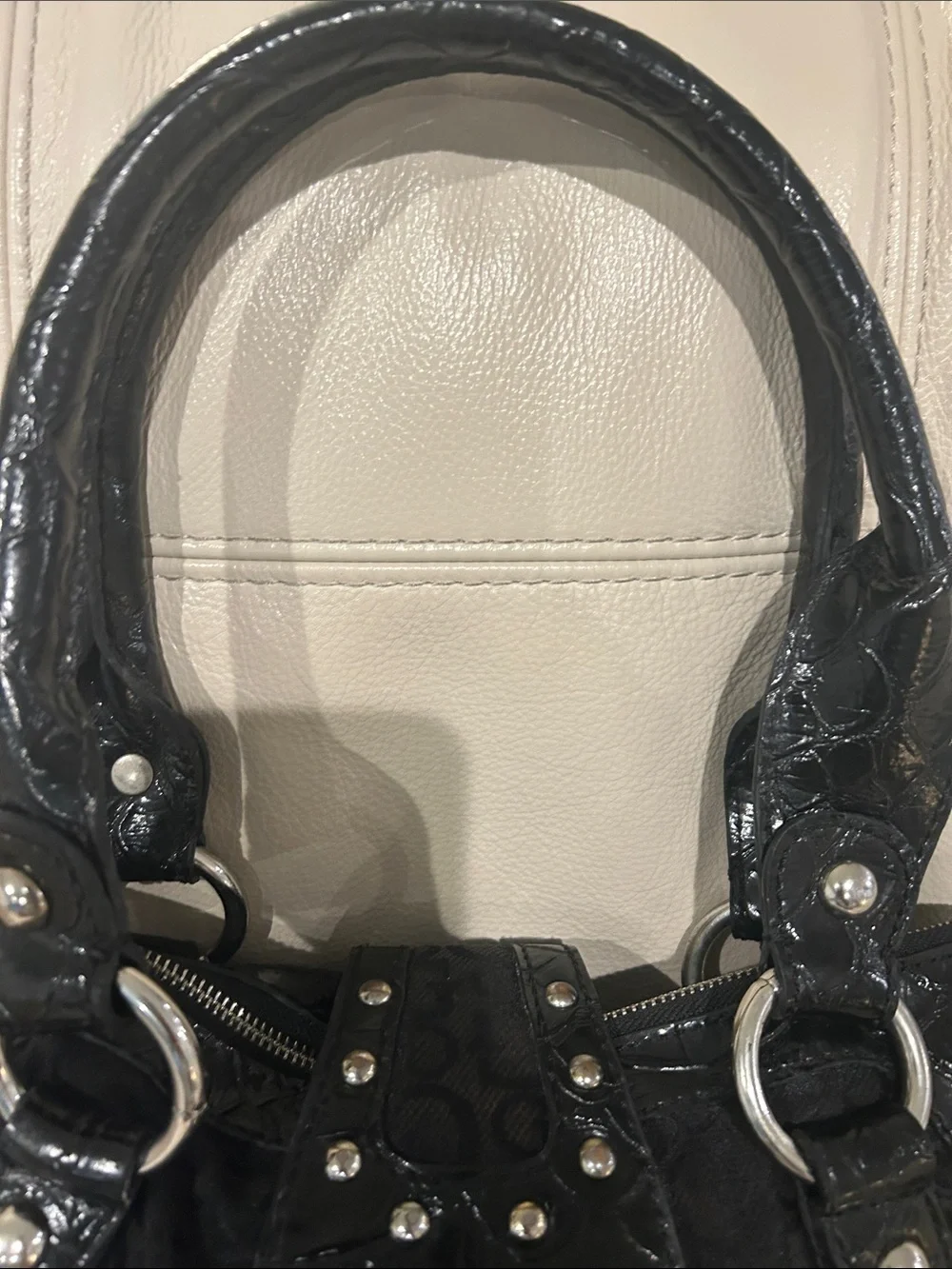 GUESS Vintage Y2K Black Monogram Satchel Handbag